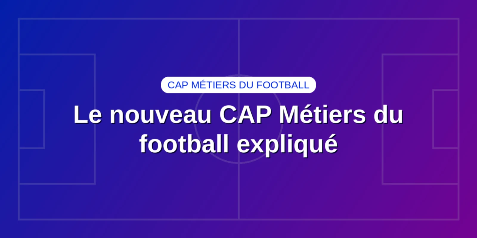 CAP Métiers du football : formation, épreuves et ce qui a changé Visuel aux couleurs du site : terrain de football stylisé et titre du guide sur le nouveau CAP